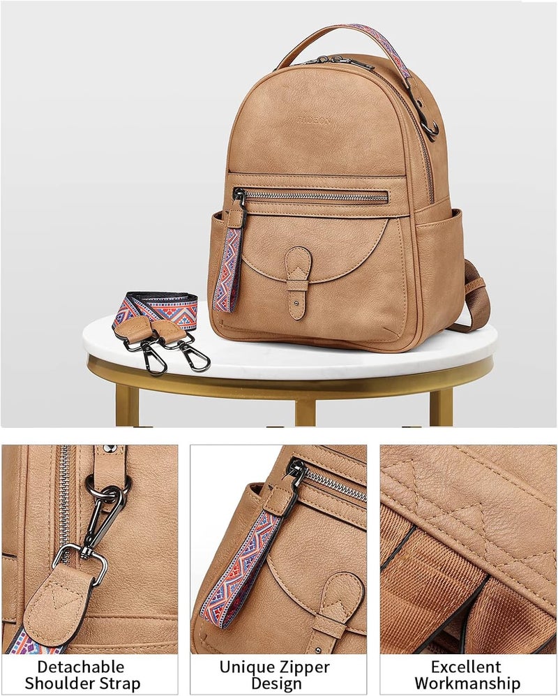 FADEON Mini Backpack Purse for Women, Designer Leather Cute Roomly Small Backpacks, Ladies Shoulder Backpack Fashion Handbag - Image 5